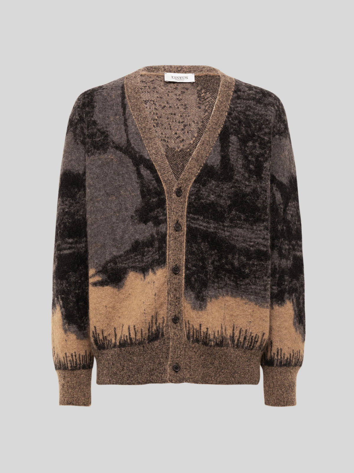 BRUSHED MOHAIR JACQUARD CARDIGAN