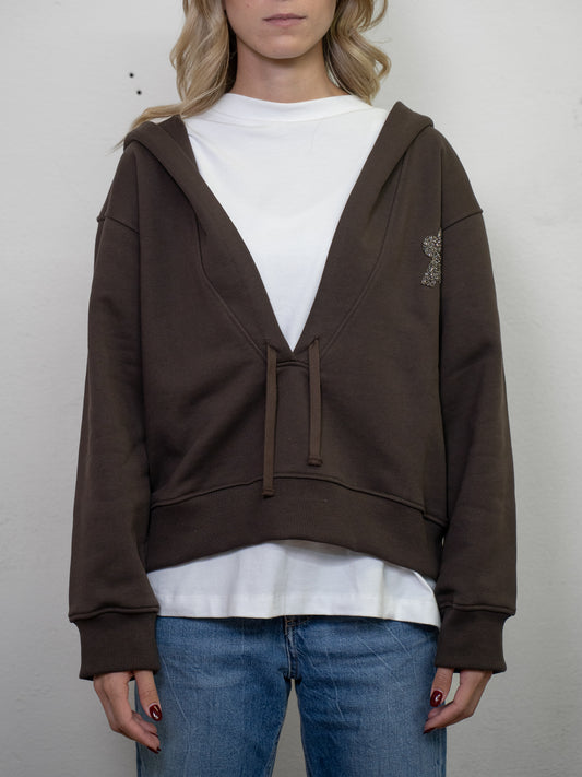 V NECK HOODIE