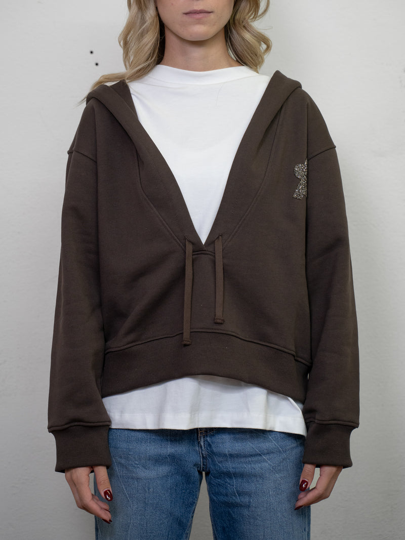 V NECK HOODIE