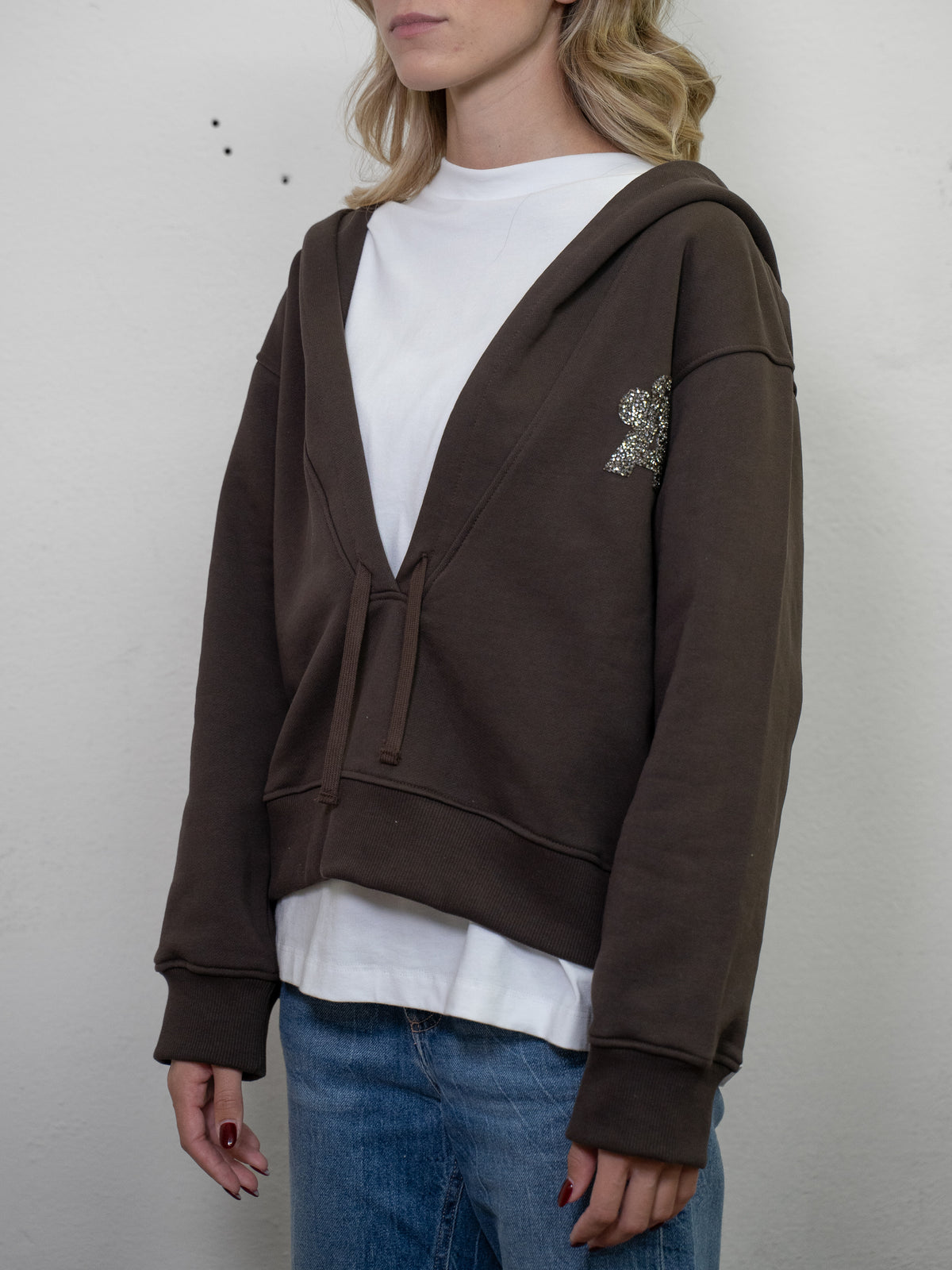 V NECK HOODIE