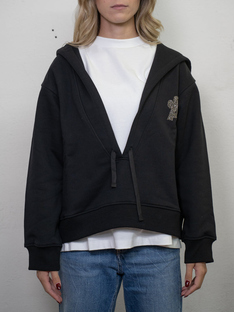 V NECK HOODIE